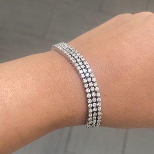 18k White Gold Diamond 4.17 ct Adjustable Slider Sliding Knot Tennis Bra…